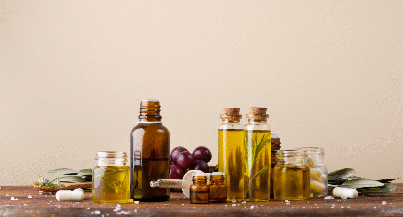 display of rosemary oil
