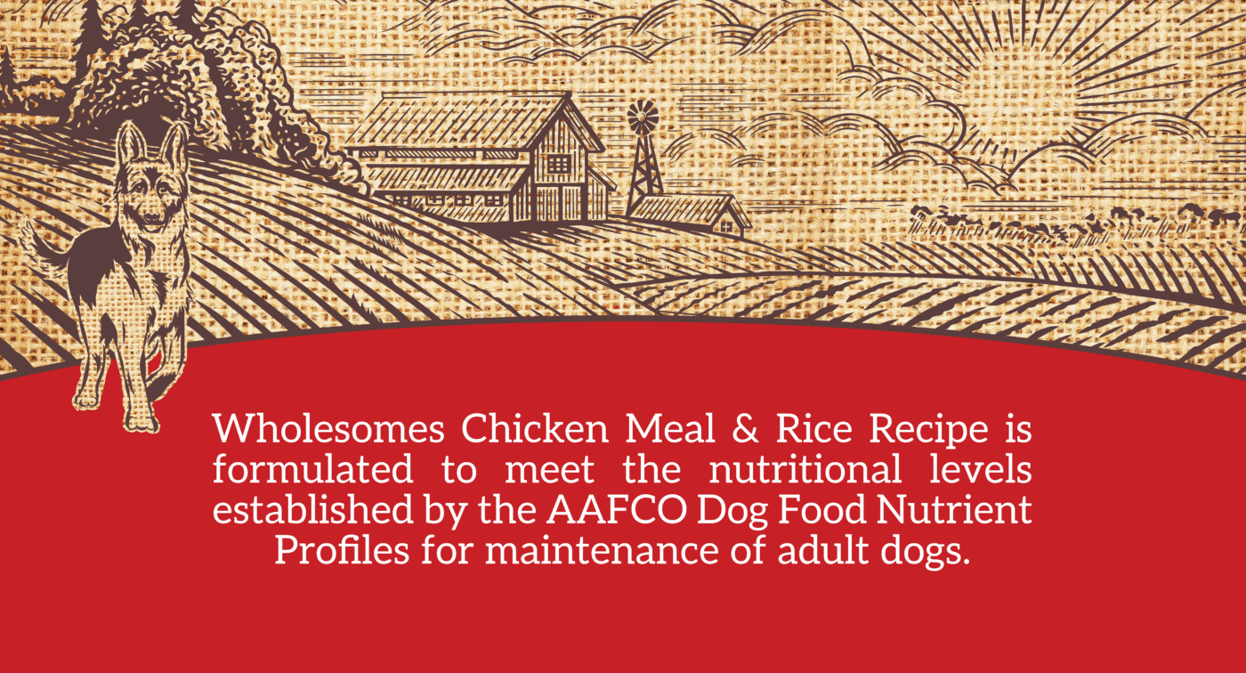 Wholesomes Chicken Meal & Rice label 